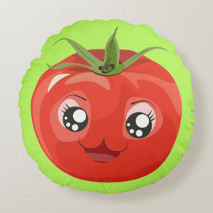 Rode kawaii tomato Pillow Rond Kussen