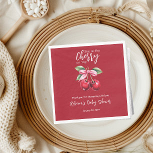 Rode kers op Top Coquette Roze Bow Baby shower Servet
