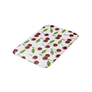Rode kers, patroon van kersen, bladeren, fruit badmat