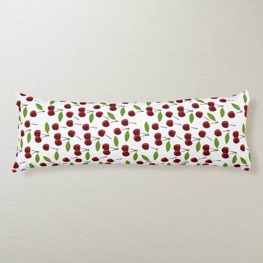 Rode kers, patroon van kersen, bladeren, fruit lichaamskussen (Voorkant)