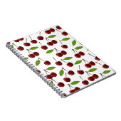 Rode kers, patroon van kersen, bladeren, fruit notitieboek (Rechterzijde)