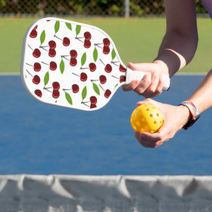 Rode kers, patroon van kersen, bladeren, fruit pickleball paddle