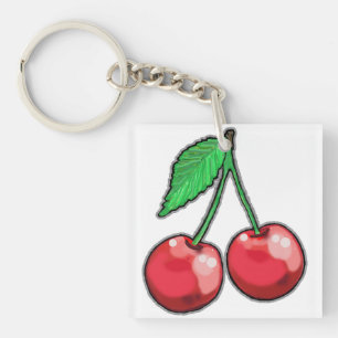 Rode kersen Acryl Sleutelhanger