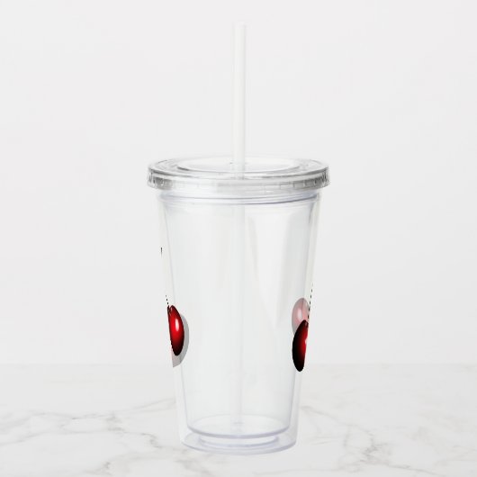 Rode Kersen Acryl Tumbler Zoete Kersen Acryl Drinkbeker (Rechts)