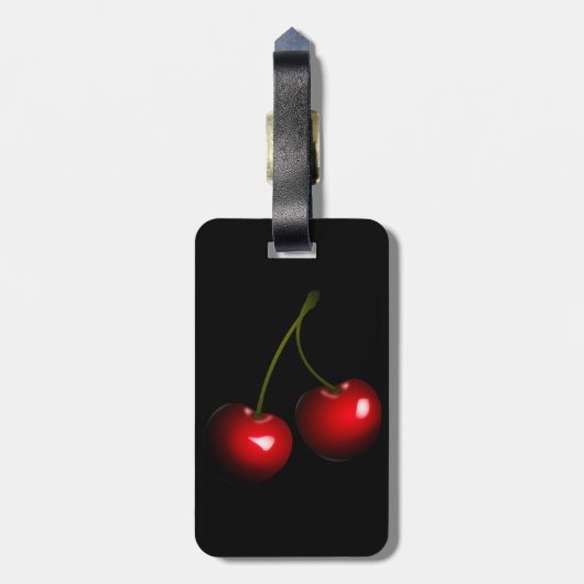 Rode Kersen Bagage Label Gepersonaliseerd (Achterkant verticaal)