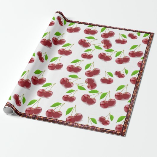 rode kersen cadeaupapier (Uitgerold)
