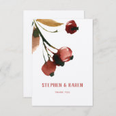 Rode kersen elegante bruiloft bedankpas bedankkaart (Voorkant / Achterkant)