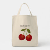 Rode kersen fruit personaliseren Naam Custom Tote Bag (Achterkant)
