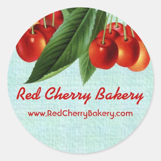  rode kersen fruitboom cadeau label stickers (Voorkant)