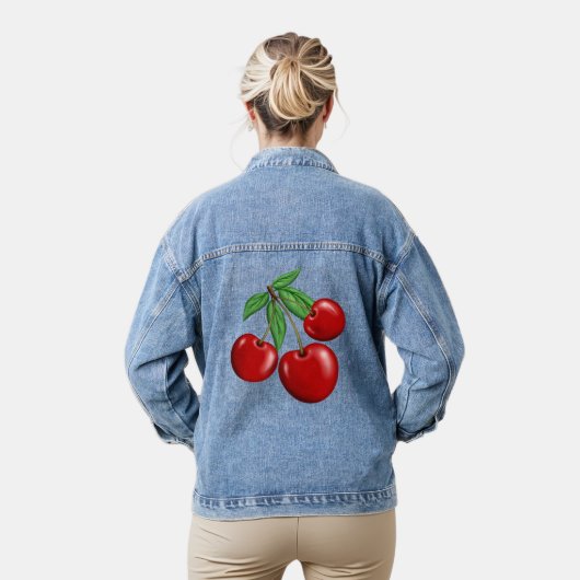 Rode kersen Grafisch ontwerp Denim Jacket (Model)
