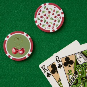 Rode Kersen Groene Bladeren Poker Chips
