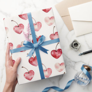 Rode Kersen Harten Valentijnsdag Cadeaupapier