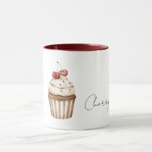 Rode Kersen Harten Vanille Cupcake Mok