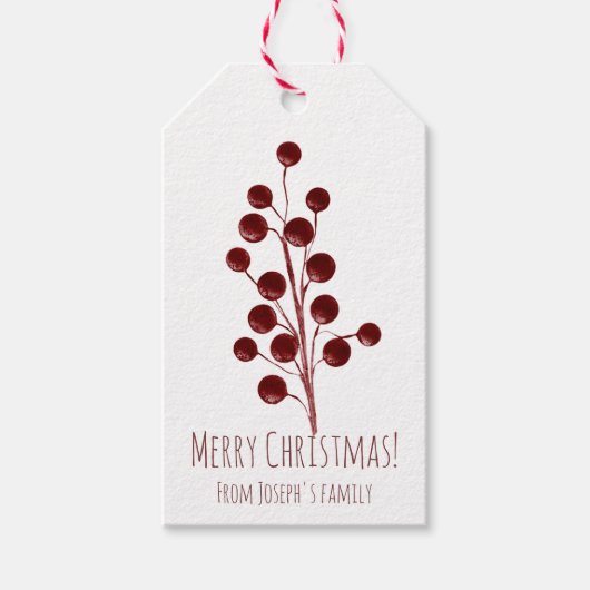 Rode kersen kerstmis cadeaulabel (Voorkant)