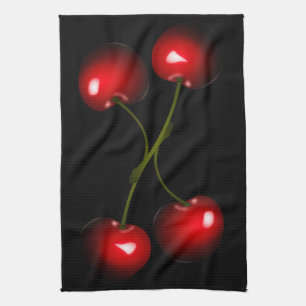 Rode Kersen Keukenhanddoek - Aangepaste Kleuren