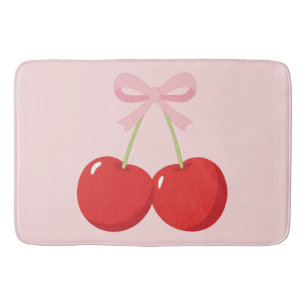 Rode kersen met roze strik Coquette Cottage Chic Badmat