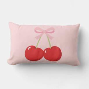 Rode kersen met roze strik Coquette Cottage Chic Kussen