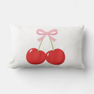 Rode kersen met roze strik Coquette Cottage Chic Kussen
