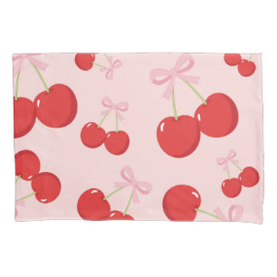 Rode kersen met roze strik Coquette Cottage Chic Kussensloop