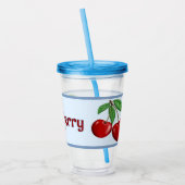 Rode kersen ontwerp gepersonaliseerd acryl drinkbeker (Links)