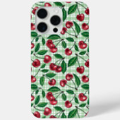 Rode kersen op lichtgroene gingham Case-Mate iPhone case (Achterkant)