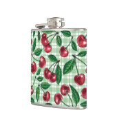 Rode kersen op lichtgroene gingham heupfles (Links)