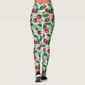 Rode kersen op lichtgroene gingham leggings (Achterkant)