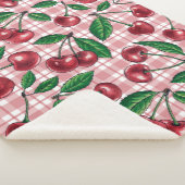 Rode kersen op roze gingham sherpa deken (3/4)