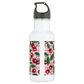 Rode kersen op roze gingham waterfles (Achterkant)