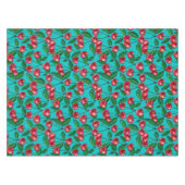 Rode kersen op turquoise tafelkleed (Voorkant (Horizontaal))