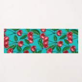 Rode kersen op turquoise yogamat (Voorkant (horizontaal))