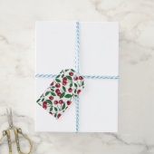 Rode kersen op wit cadeaulabel (Met Touw)