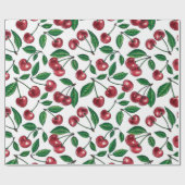Rode kersen op wit cadeaupapier (Vlak)