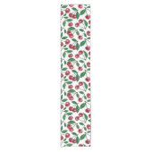 Rode kersen op wit korte tafelloper (Voorkant)