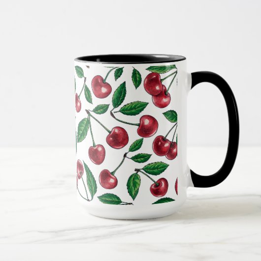 Rode kersen op wit mok (Rechts)
