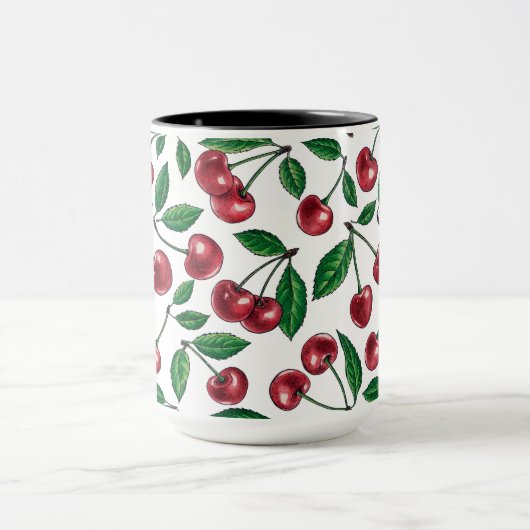 Rode kersen op wit mok (Midden)