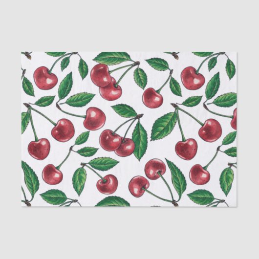 Rode kersen op wit tissuepapier (Voorkant)