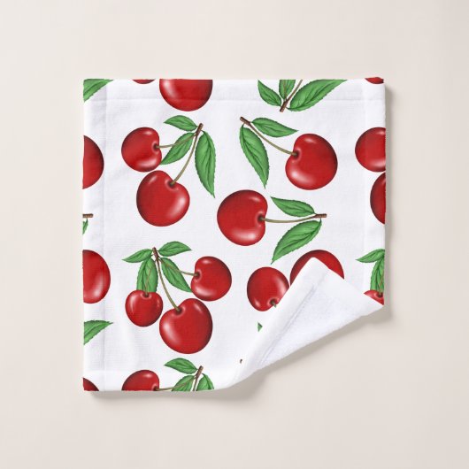 Rode kersen overal boven patroon bad handdoek (Wasdoekje)