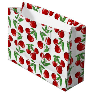 Rode kersen overal boven patroon groot cadeauzakje