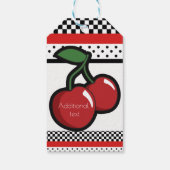 Rode Kersen Retro Zwart Wit Rood Party Favor Cadeaulabel (Achterkant)