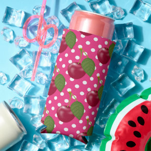 Rode kersen roze met witte poka Dots Cute