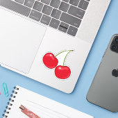 Rode kersen sticker (Laptop met iPhone)