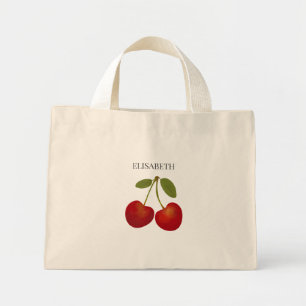 Rode Kersen Vruchten Aanpassen Naam Aangepast Mini Tote Bag