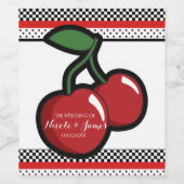 Rode kersen Zwart Custom Retro Custom Wijn Label Etiket (Enkel label)