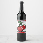 Rode kersen Zwart Custom Retro Custom Wijn Label Wijn Etiket (Voorkant)