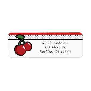 Rode Kersen Zwart & Witte Aangepaste Uitnodigingsk Etiket