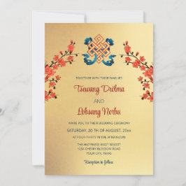 Rode Kersenbloesem Eindeloze knoop Tibetaanse brui Kaart