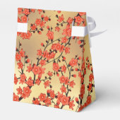 Rode Kersenbloesem Goud Aangepaste Chinese Bruilof Bedankdoosjes (Achterkant)