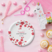 Rode Kersenbloesem Sakura rustieke bloemen verjaar Papieren Bordje (Feest)