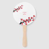 Rode Kersenbloesem Theme Wedding Hand Fan Handwaaier (Voorkant)
